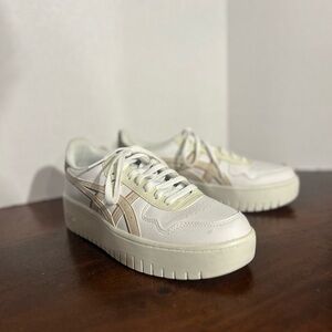 Asics Women's Cream and Tan Sneakers